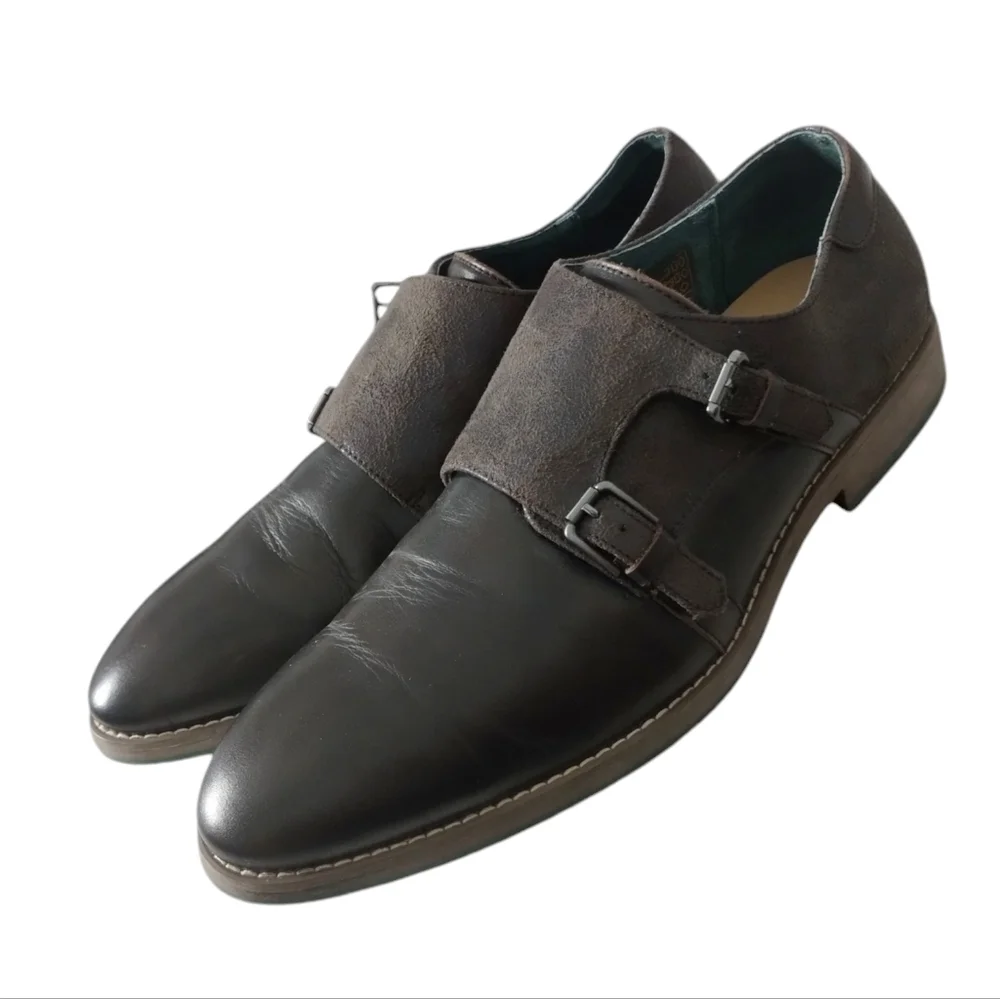 Robert Wayne Distressed Leather Monk Strap Men's size 13D Loafers Casual Shoes